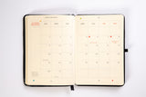 Yearly Planner & Notebook - Black Cover - Plain, Dotted or Lined pages